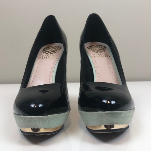 Vince Camuto Black Patent Leather Platform Heels Size 5.5 - Picture 2 of 8